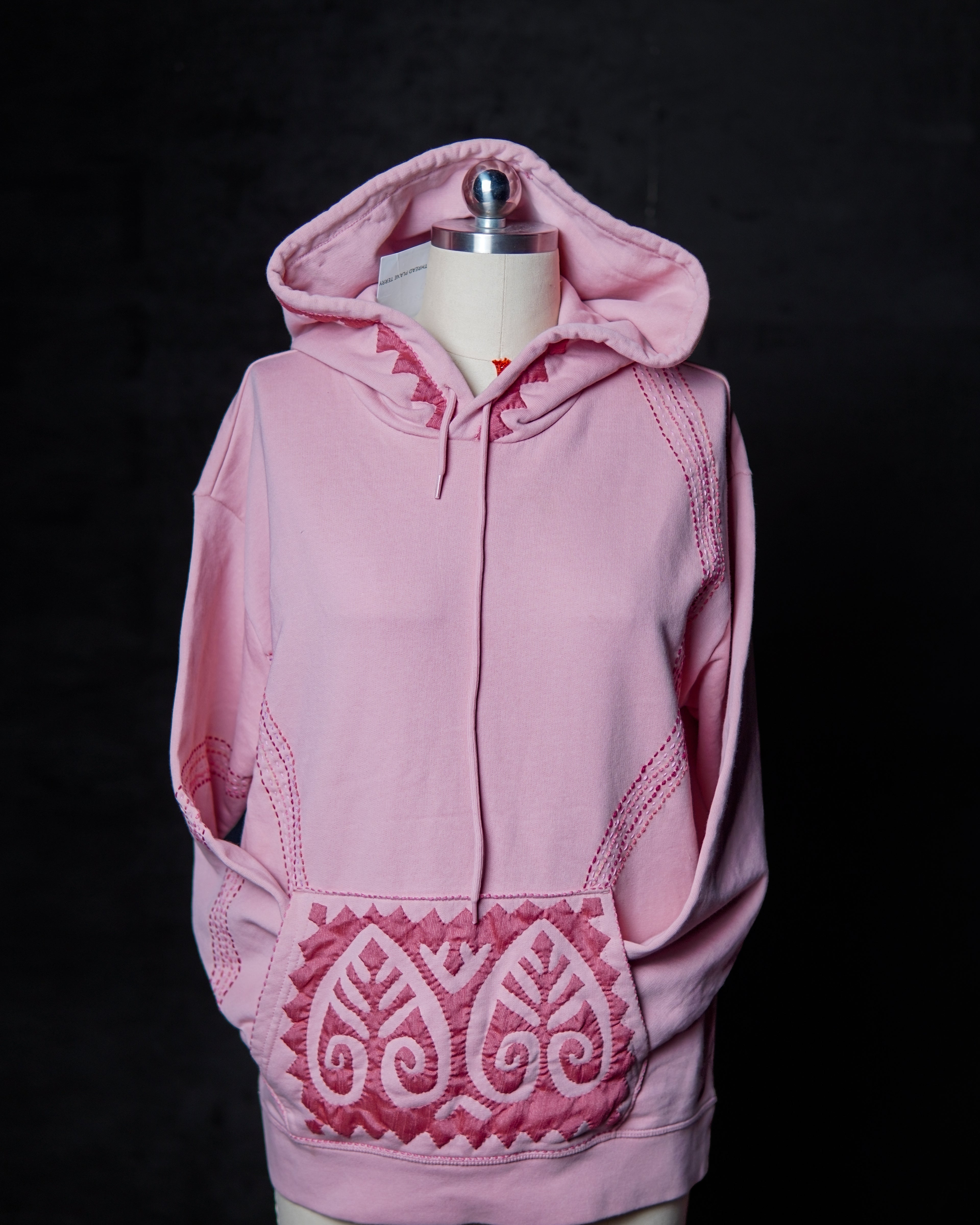 Embroidered Pink Hoodie