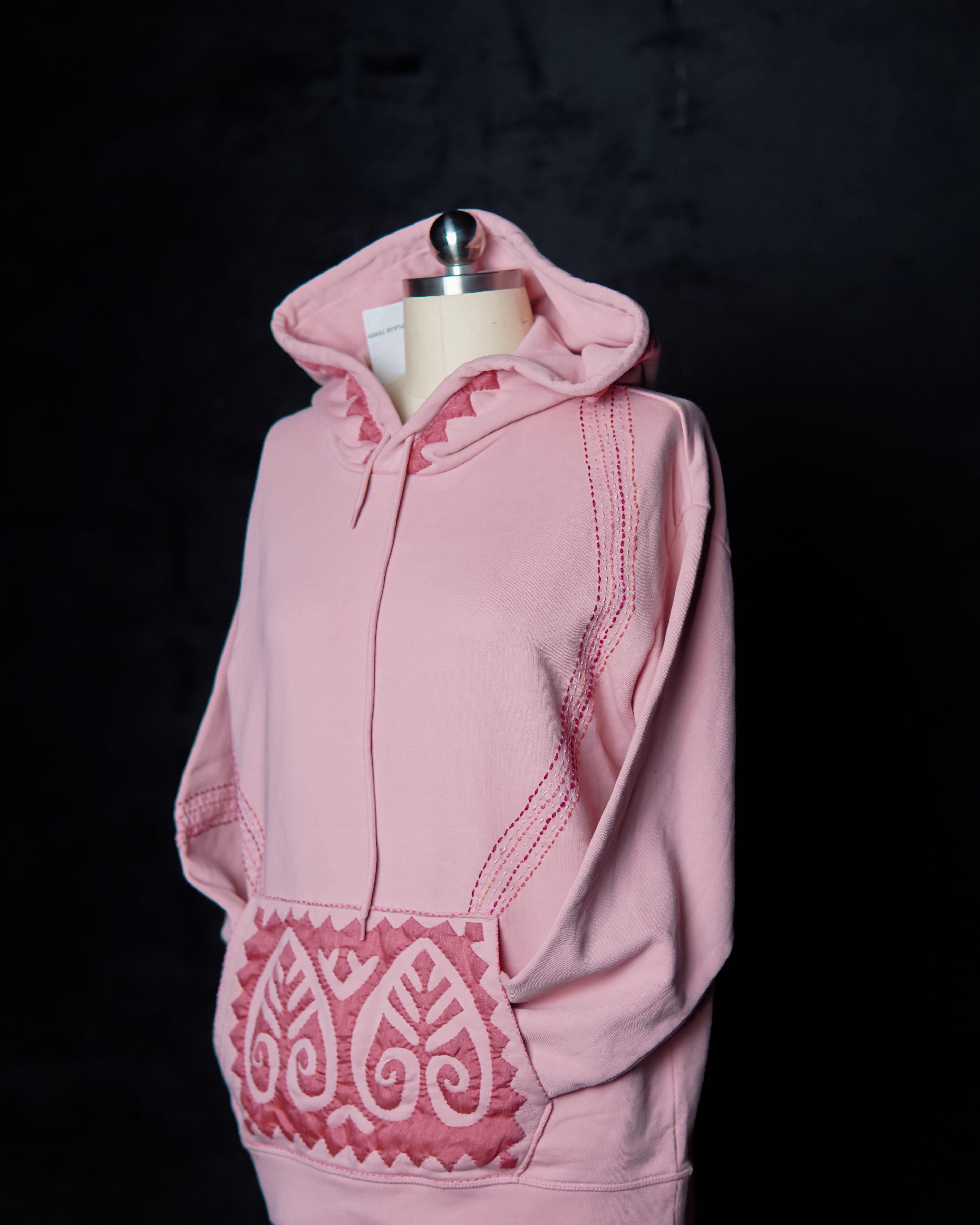 Embroidered Pink Hoodie