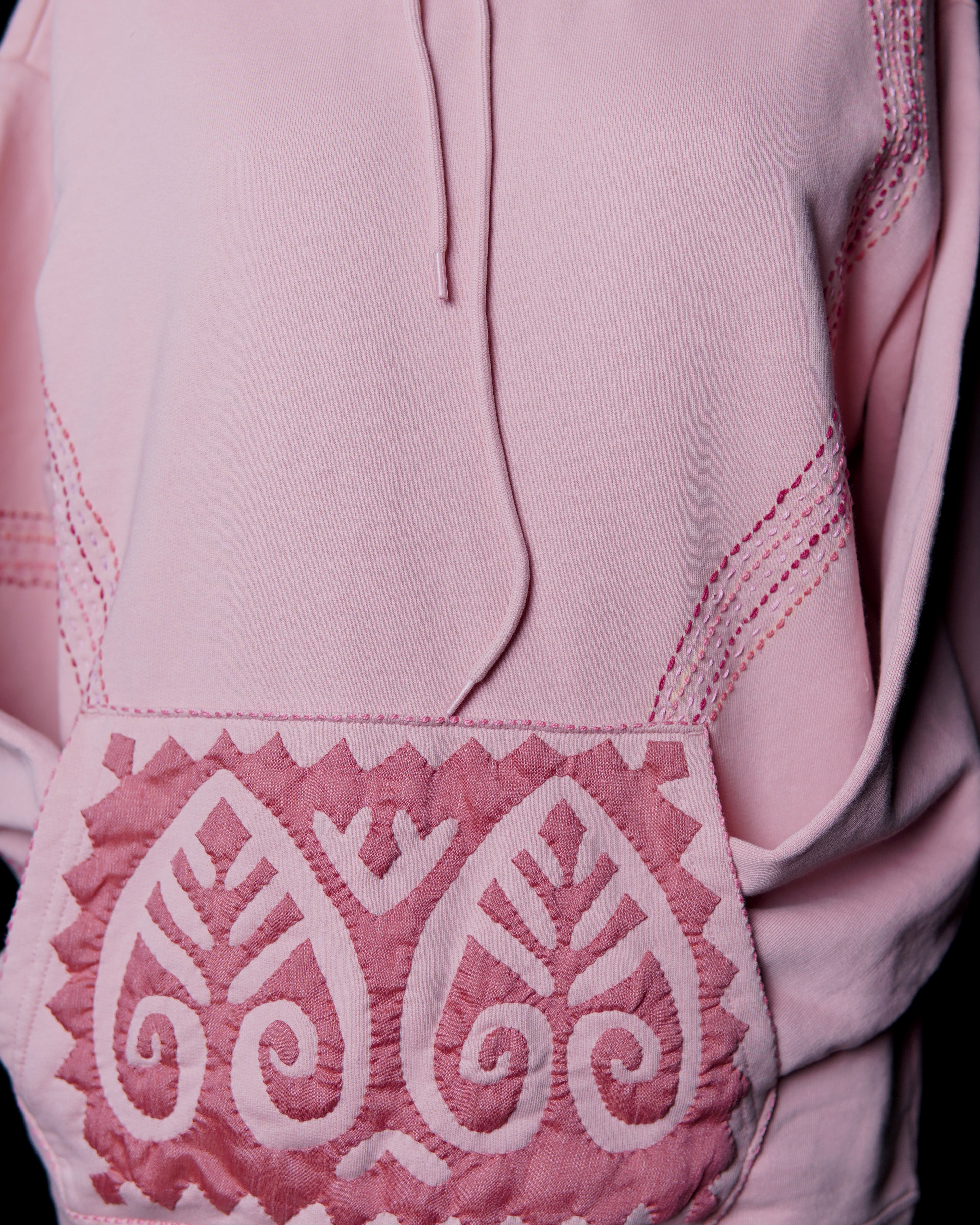 Embroidered Pink Hoodie