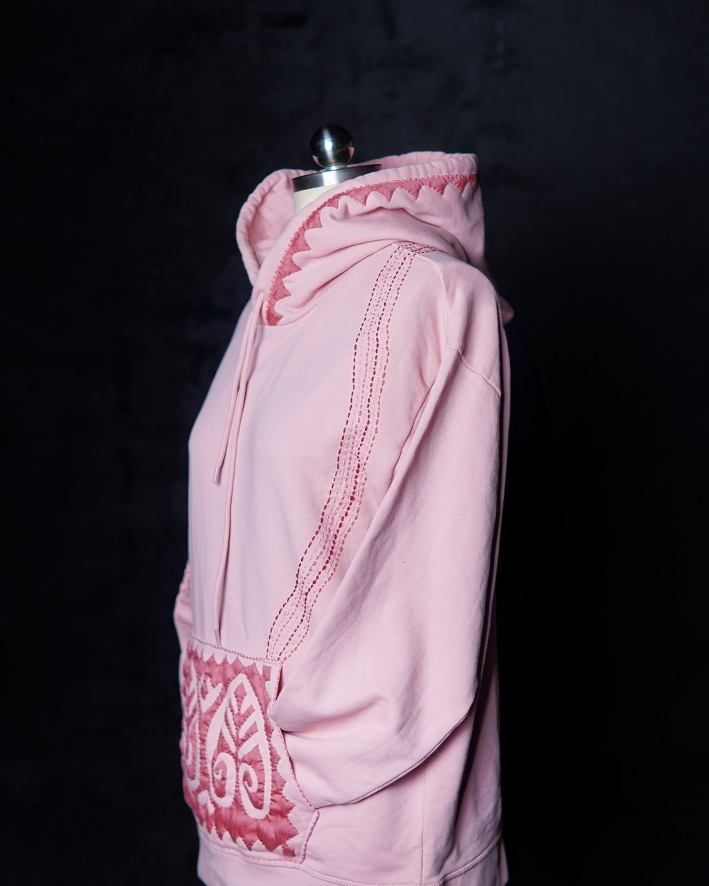 Embroidered Pink Hoodie