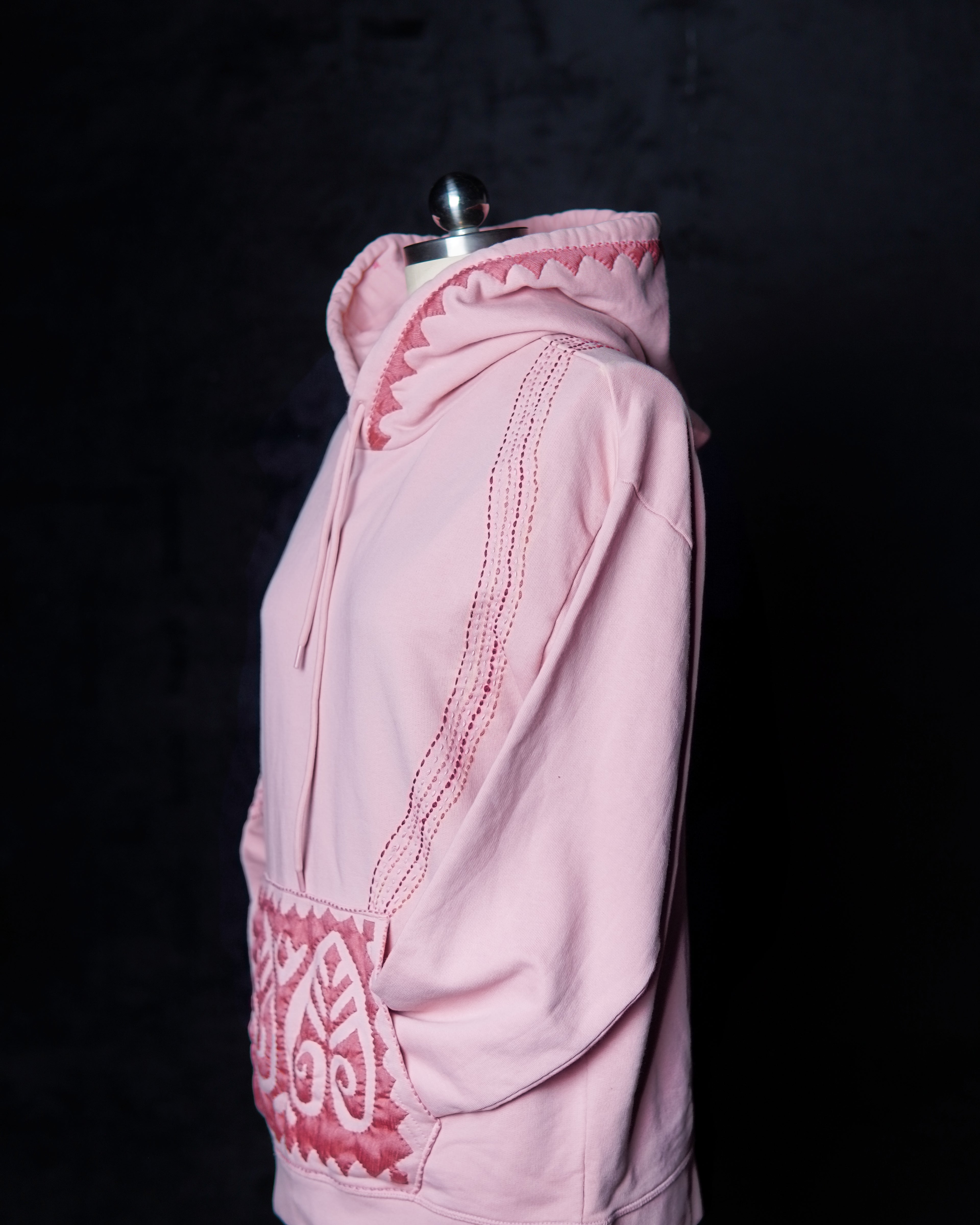 Embroidered Pink Hoodie