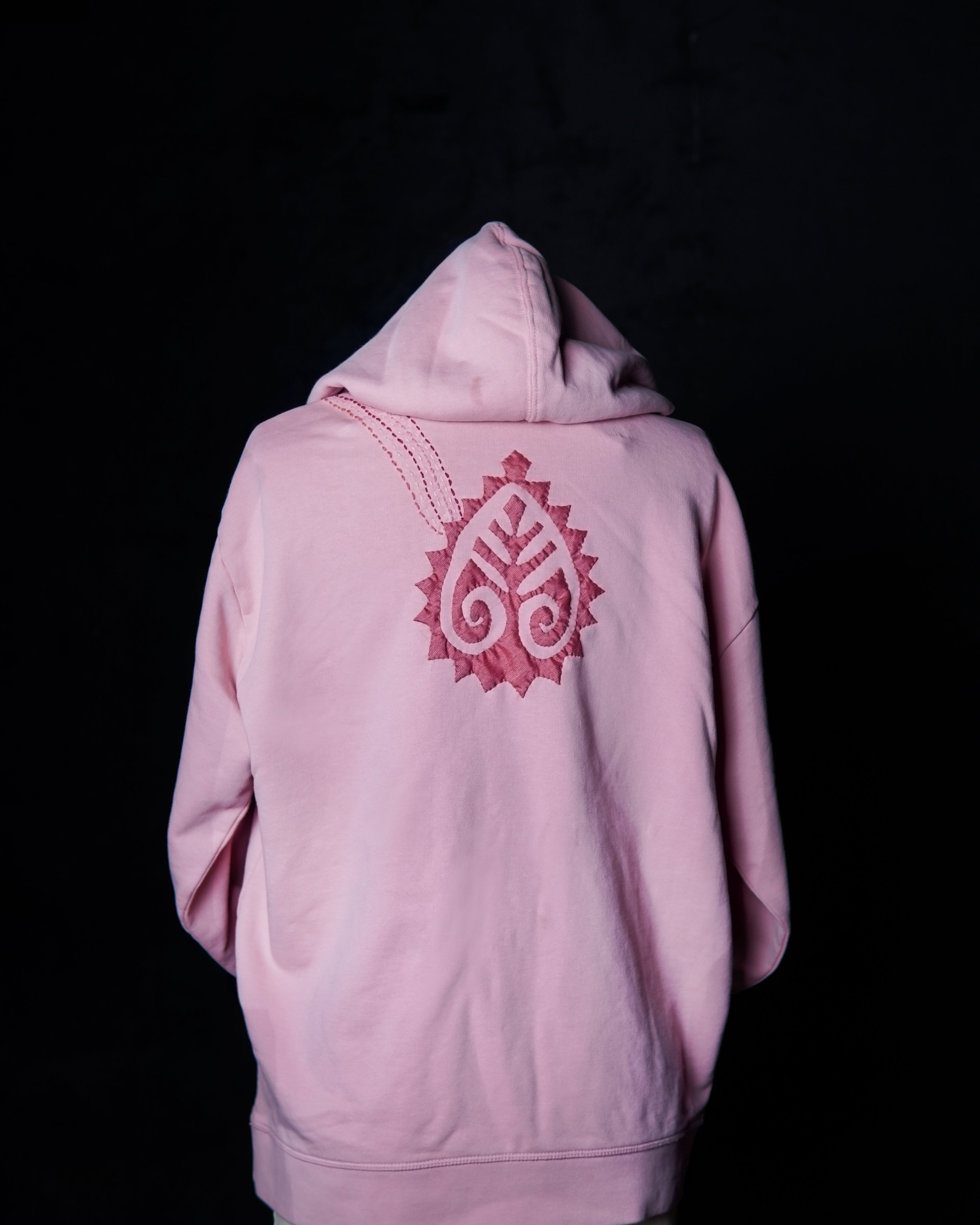 Embroidered Pink Hoodie