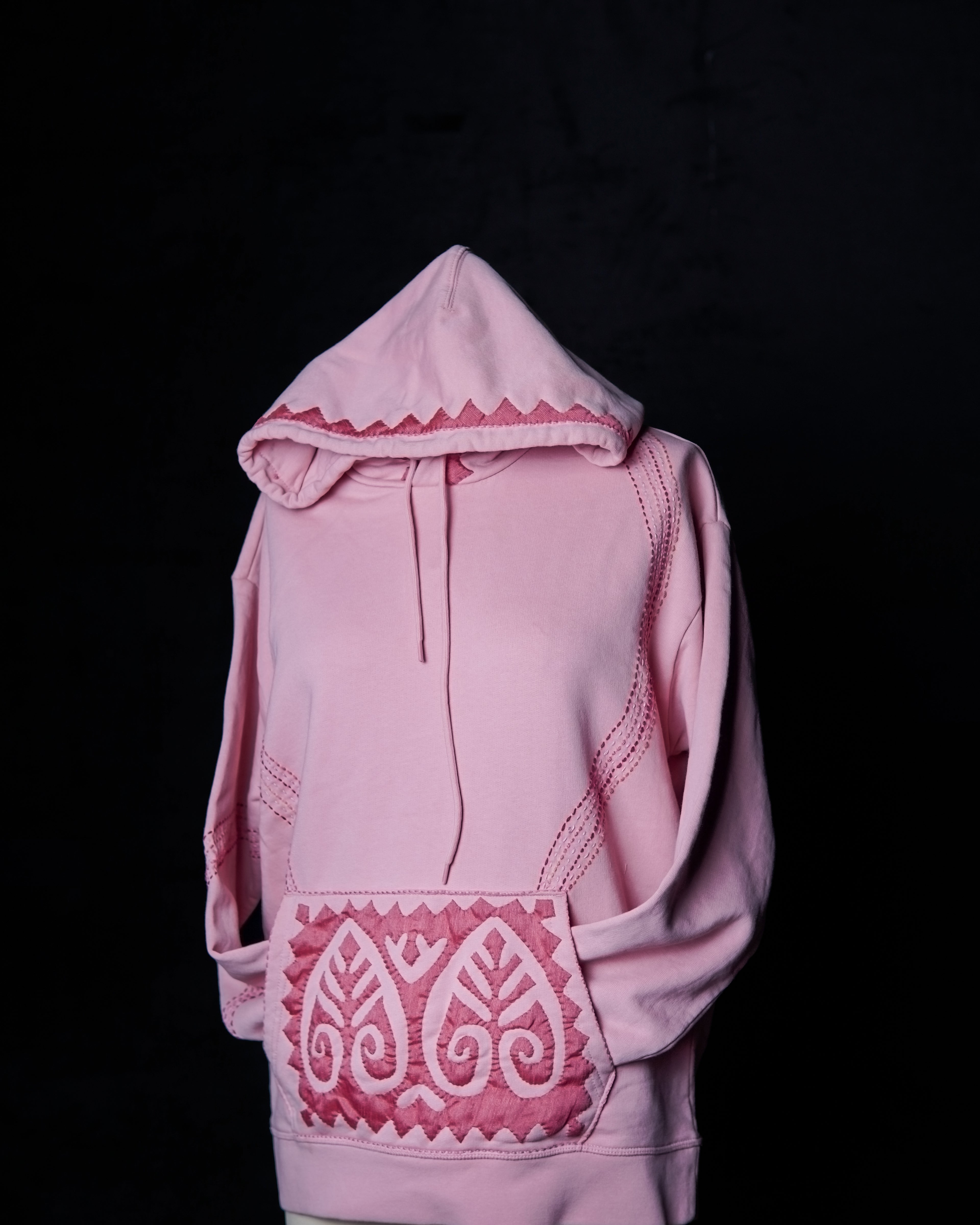 Embroidered Pink Hoodie