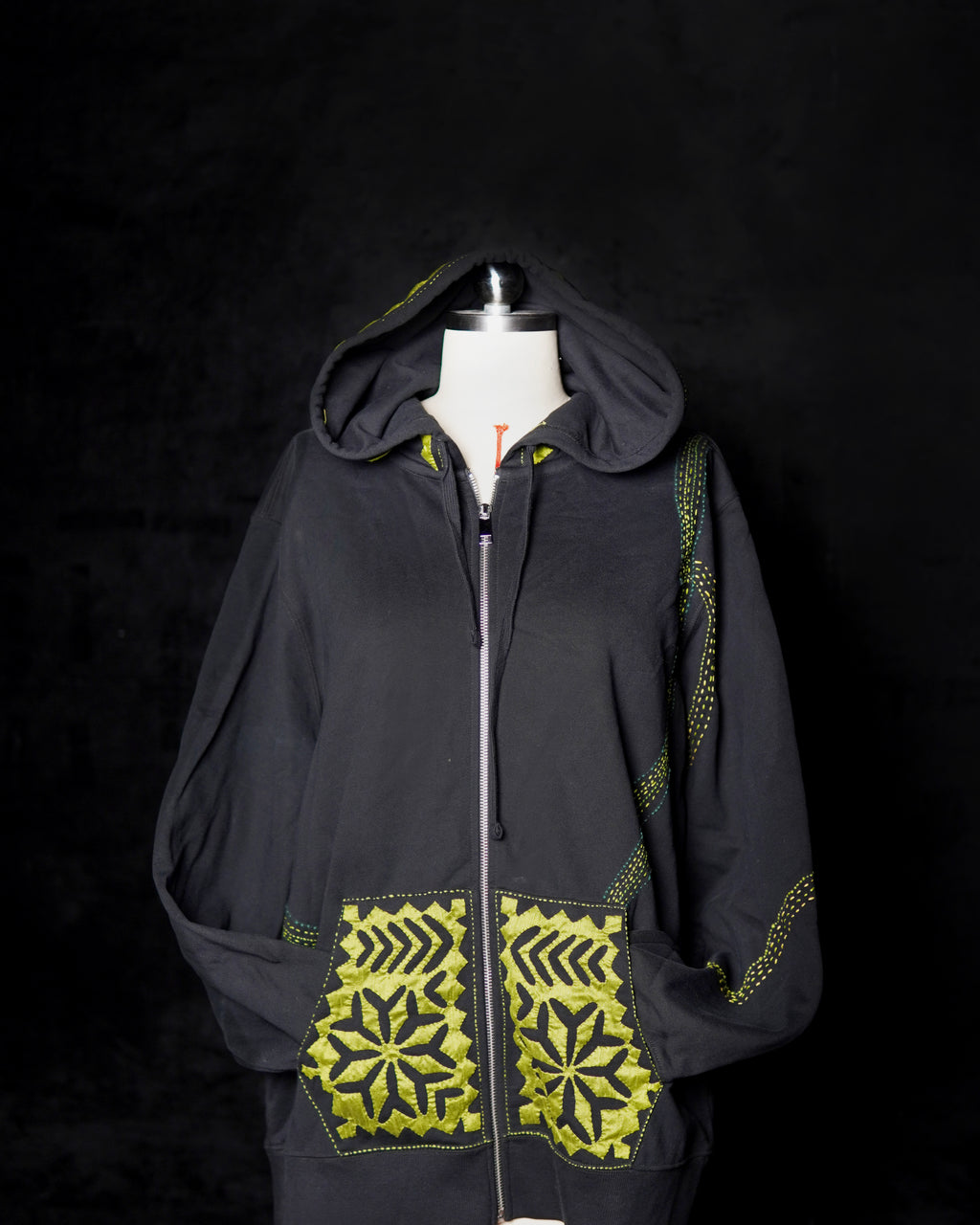 Embroidered Black Hoodie