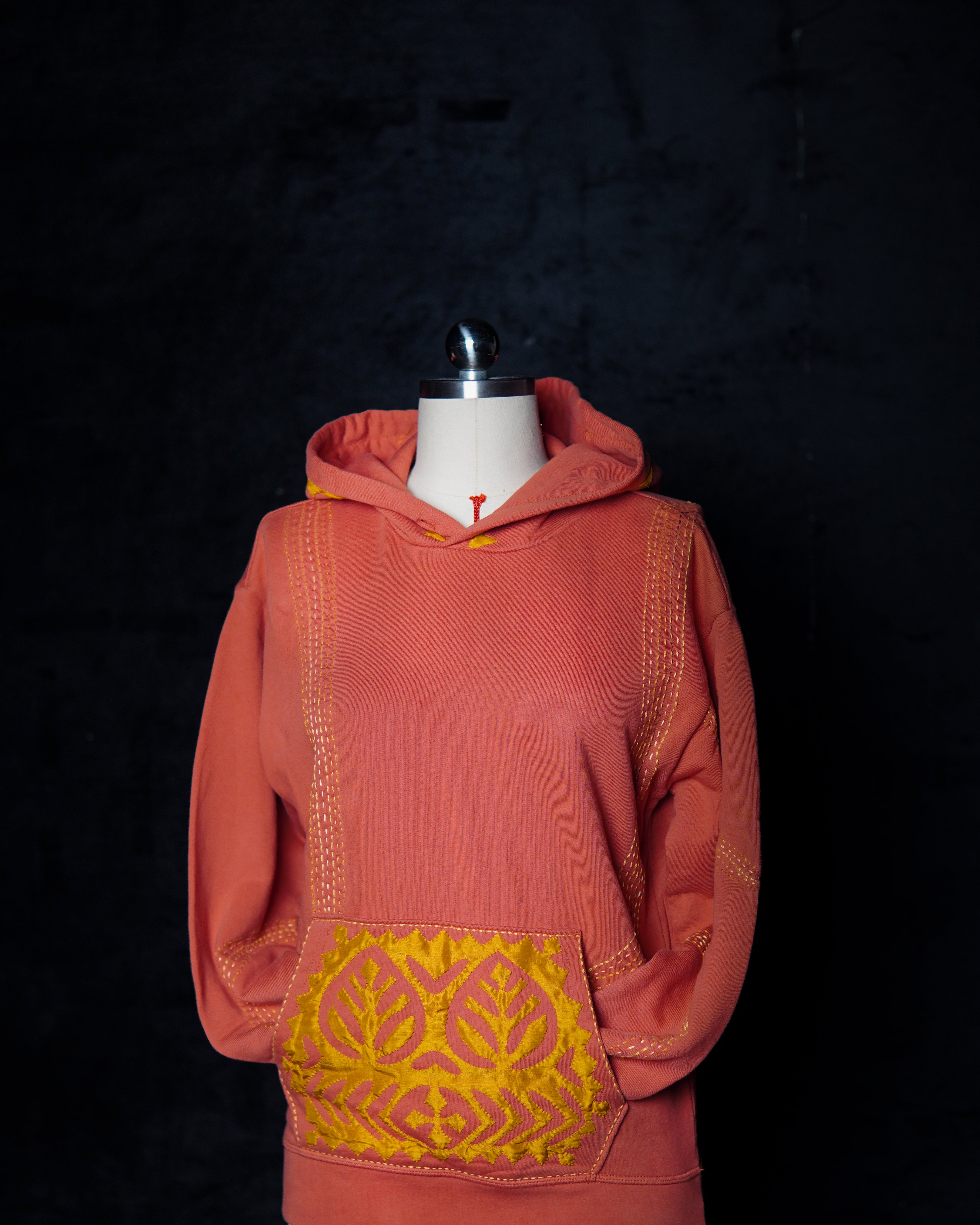 Embroidered Rust Hoodie