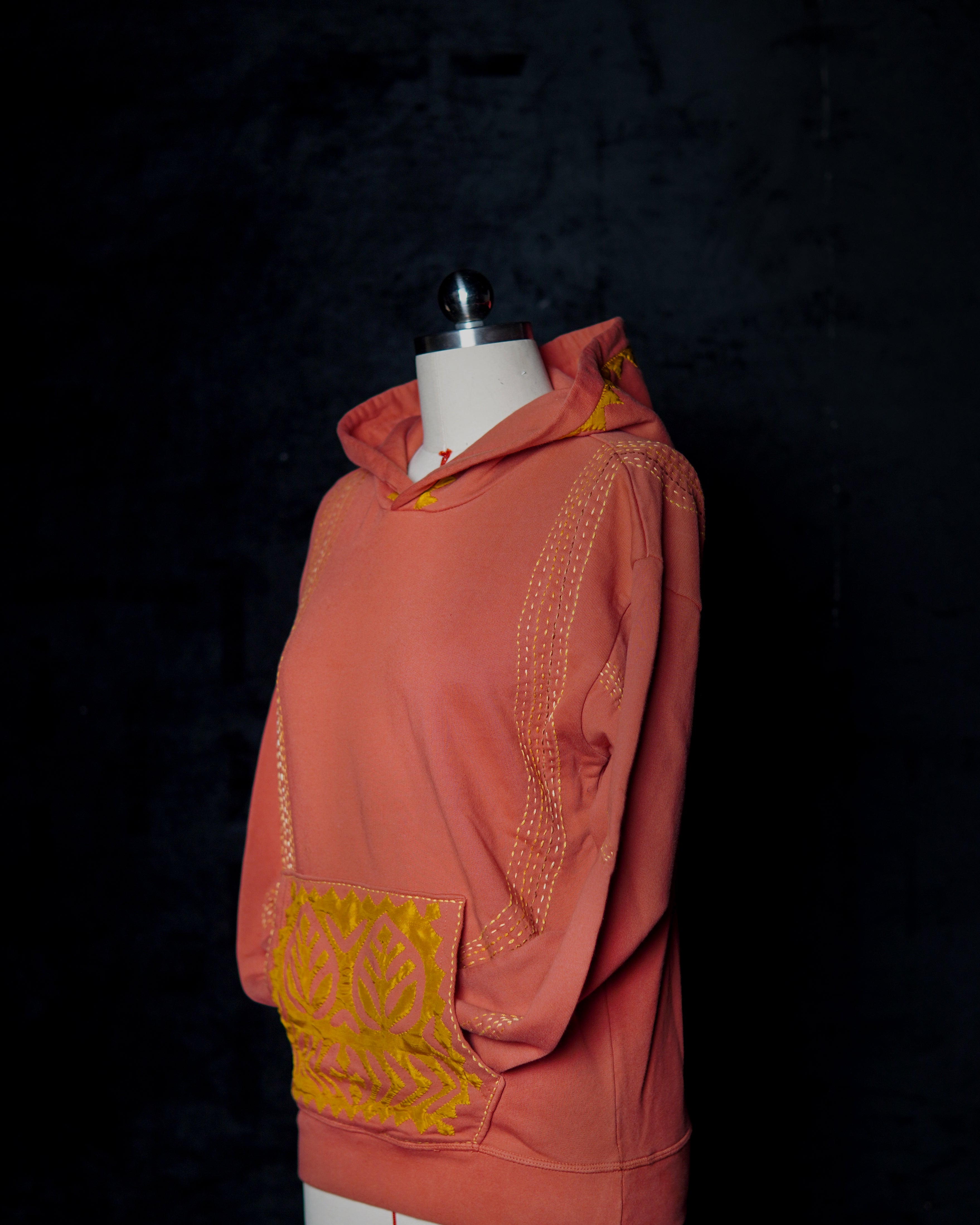 Embroidered Rust Hoodie