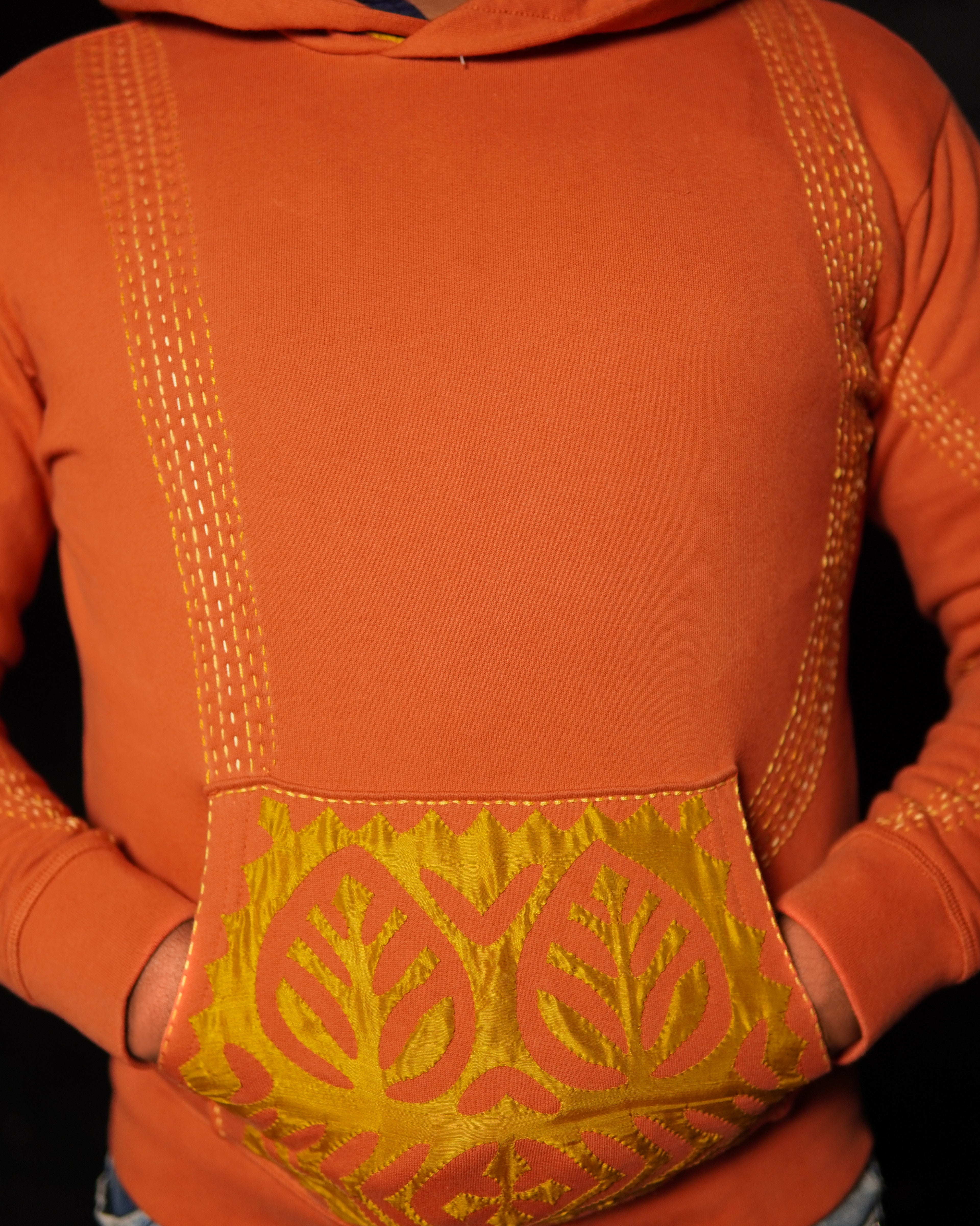 Embroidered Rust Hoodie